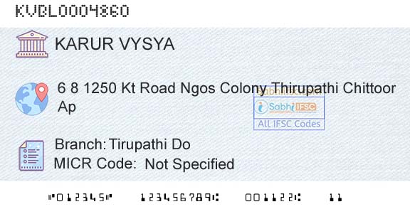 Karur Vysya Bank Tirupathi DoBranch 