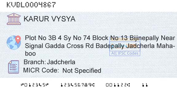 Karur Vysya Bank JadcherlaBranch 