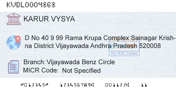 Karur Vysya Bank Vijayawada Benz CircleBranch 