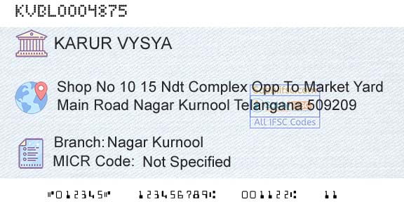 Karur Vysya Bank Nagar KurnoolBranch 