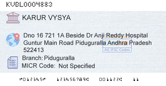 Karur Vysya Bank PidugurallaBranch 