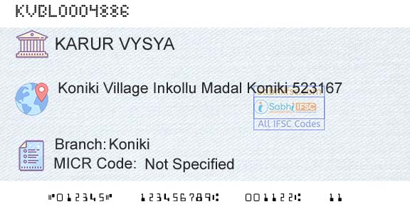 Karur Vysya Bank KonikiBranch 
