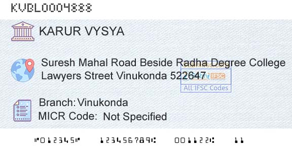 Karur Vysya Bank VinukondaBranch 