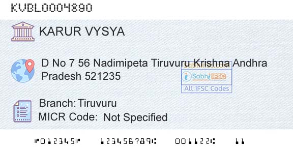 Karur Vysya Bank TiruvuruBranch 