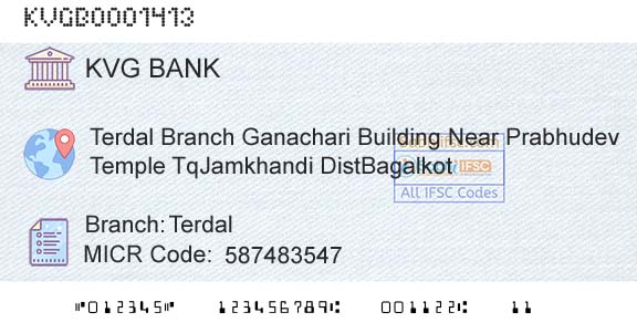 Karnataka Vikas Grameena Bank TerdalBranch 