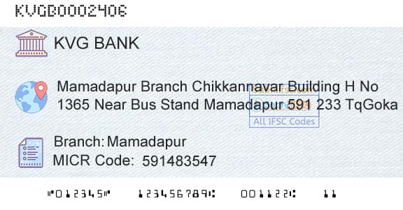 Karnataka Vikas Grameena Bank MamadapurBranch 