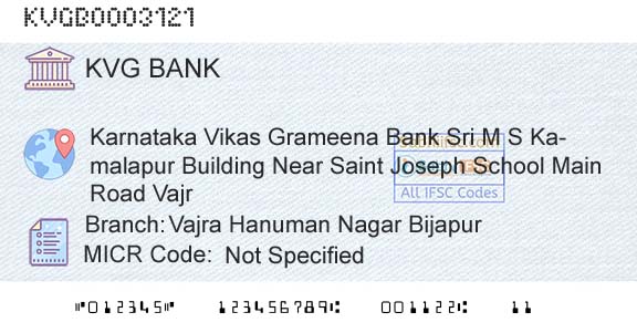 Karnataka Vikas Grameena Bank Vajra Hanuman Nagar BijapurBranch 