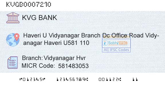 Karnataka Vikas Grameena Bank Vidyanagar HvrBranch 
