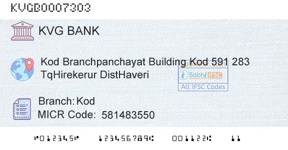 Karnataka Vikas Grameena Bank KodBranch 
