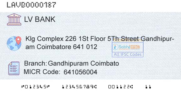 Laxmi Vilas Bank Gandhipuram CoimbatoBranch 