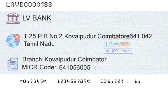 Laxmi Vilas Bank Kovaipudur CoimbatorBranch 