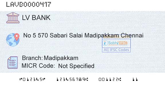 Laxmi Vilas Bank MadipakkamBranch 
