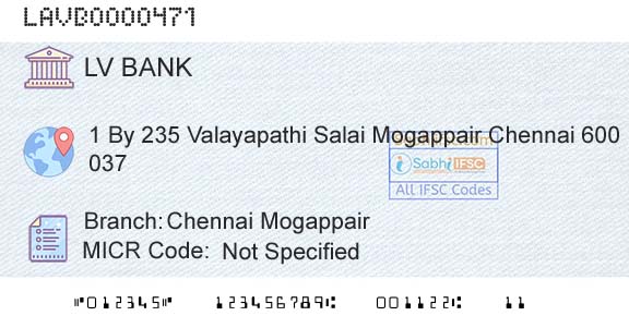 Laxmi Vilas Bank Chennai MogappairBranch 
