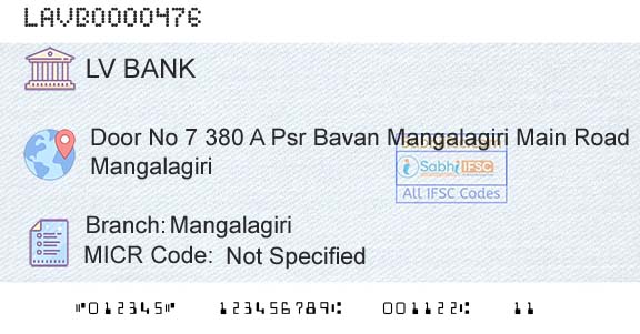 Laxmi Vilas Bank MangalagiriBranch 
