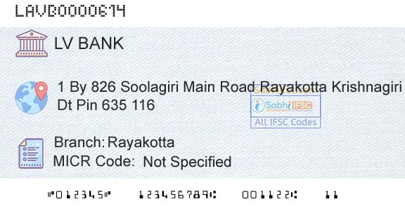 Laxmi Vilas Bank RayakottaBranch 