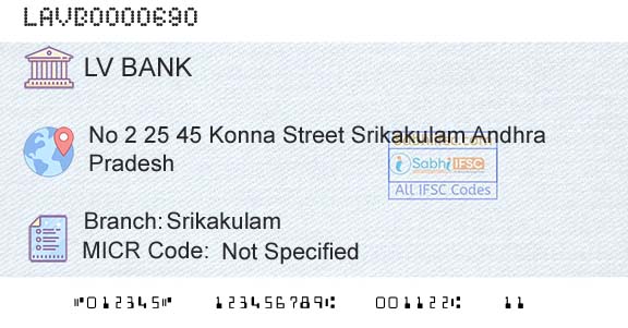 Laxmi Vilas Bank SrikakulamBranch 