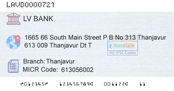 Laxmi Vilas Bank ThanjavurBranch 