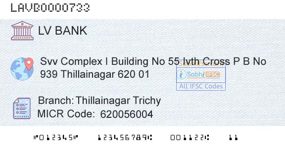Laxmi Vilas Bank Thillainagar TrichyBranch 