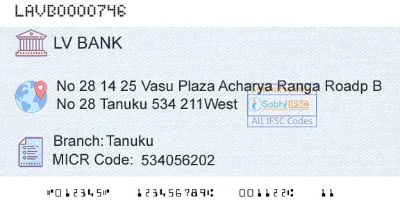 Laxmi Vilas Bank TanukuBranch 
