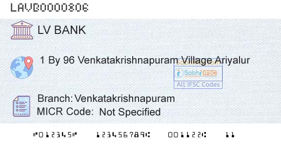 Laxmi Vilas Bank VenkatakrishnapuramBranch 