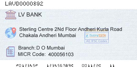 Laxmi Vilas Bank D O MumbaiBranch 