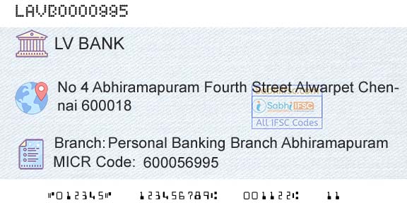 Laxmi Vilas Bank Personal Banking Branch AbhiramapuramBranch 