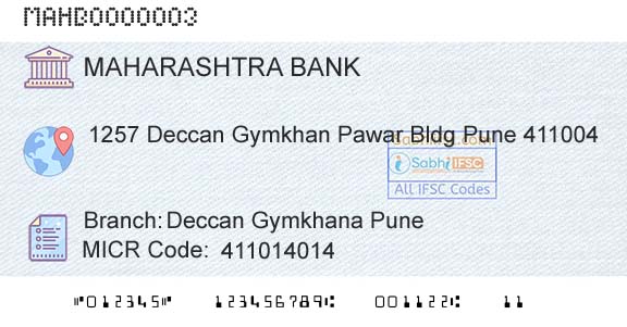 Bank Of Maharashtra Deccan Gymkhana PuneBranch 