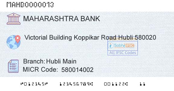 Bank Of Maharashtra Hubli MainBranch 