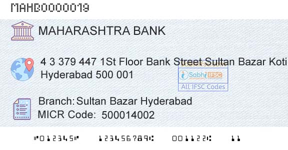 Bank Of Maharashtra Sultan Bazar HyderabadBranch 