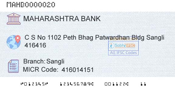 Bank Of Maharashtra SangliBranch 