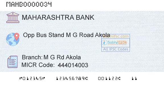 Bank Of Maharashtra M G Rd AkolaBranch 
