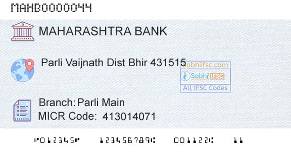 Bank Of Maharashtra Parli MainBranch 