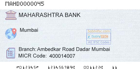 Bank Of Maharashtra Ambedkar Road Dadar MumbaiBranch 