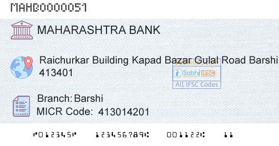Bank Of Maharashtra BarshiBranch 