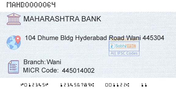 Bank Of Maharashtra WaniBranch 