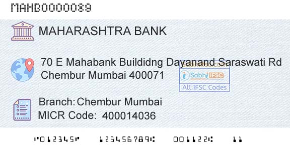 Bank Of Maharashtra Chembur MumbaiBranch 