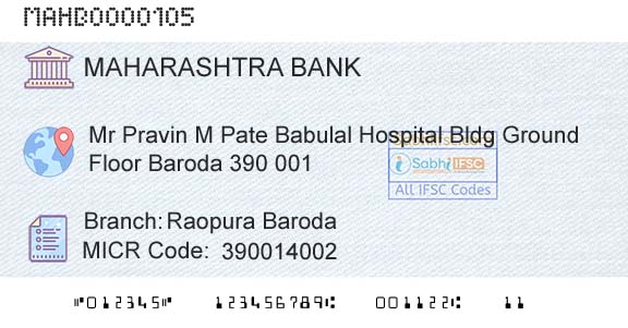 Bank Of Maharashtra Raopura BarodaBranch 