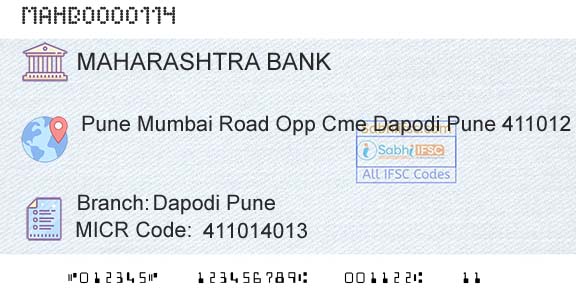 Bank Of Maharashtra Dapodi PuneBranch 