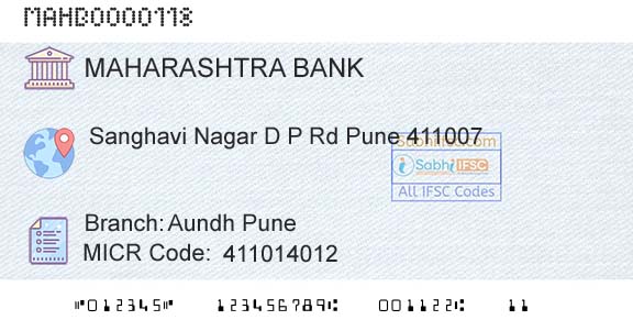 Bank Of Maharashtra Aundh PuneBranch 
