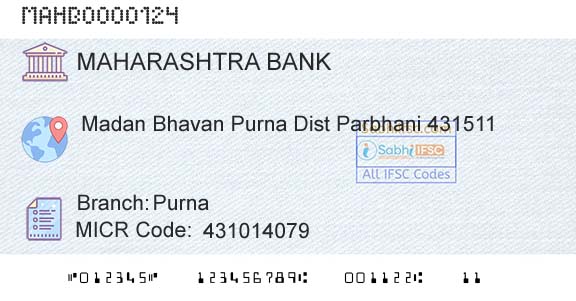 Bank Of Maharashtra PurnaBranch 