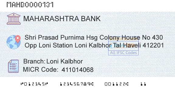 Bank Of Maharashtra Loni KalbhorBranch 