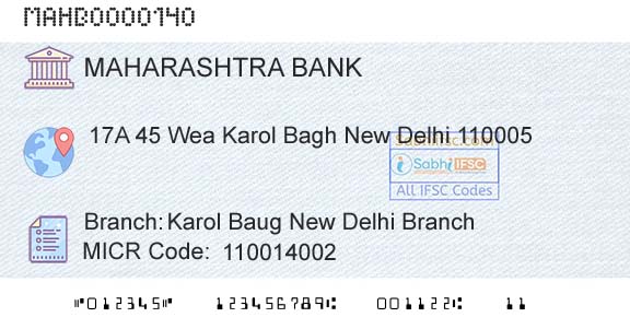 Bank Of Maharashtra Karol Baug New Delhi BranchBranch 