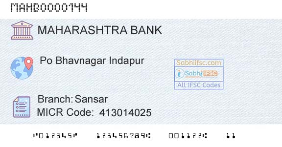 Bank Of Maharashtra SansarBranch 
