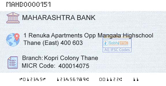Bank Of Maharashtra Kopri Colony ThaneBranch 