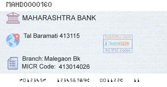 Bank Of Maharashtra Malegaon Bk Branch 