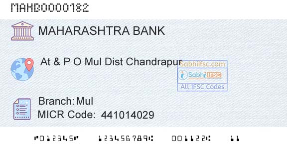 Bank Of Maharashtra MulBranch 