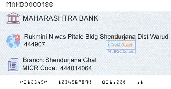 Bank Of Maharashtra Shendurjana GhatBranch 