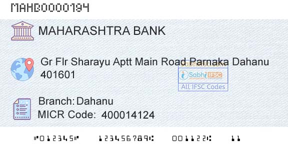 Bank Of Maharashtra DahanuBranch 