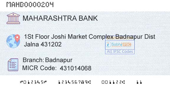 Bank Of Maharashtra BadnapurBranch 