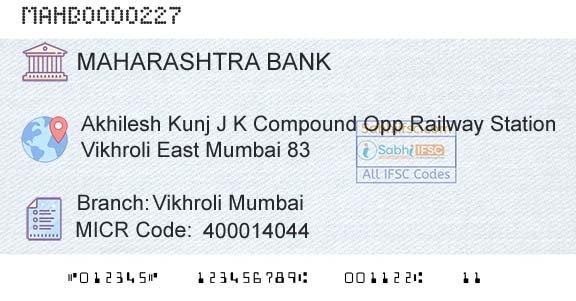 Bank Of Maharashtra Vikhroli MumbaiBranch 